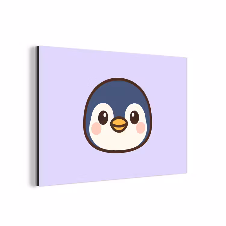 Pinguïn - Paars - Schattig aluminium wit klein -3d