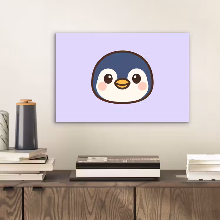 Pinguïn - Paars - Schattig aluminium wit klein -sfeer1