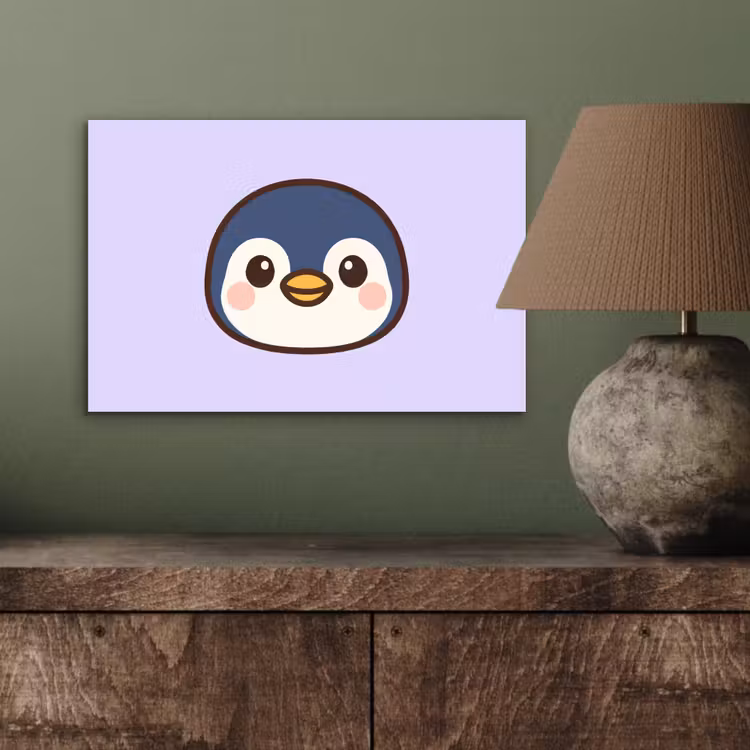 Pinguïn - Paars - Schattig aluminium wit klein -sfeer2