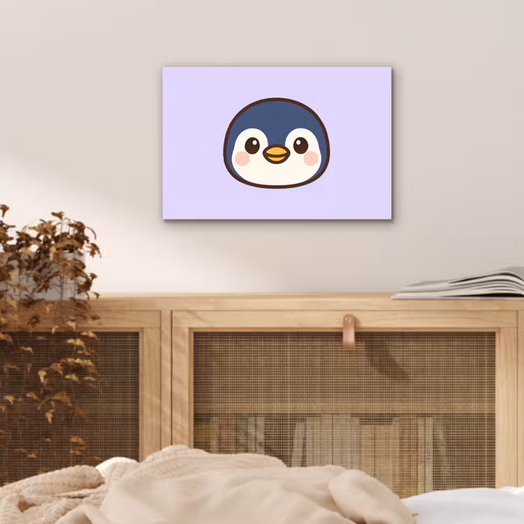 Pinguïn - Paars - Schattig aluminium wit klein -sfeer3