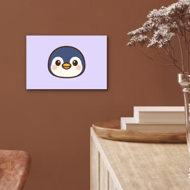 Pinguïn - Paars - Schattig aluminium wit klein -sfeer4