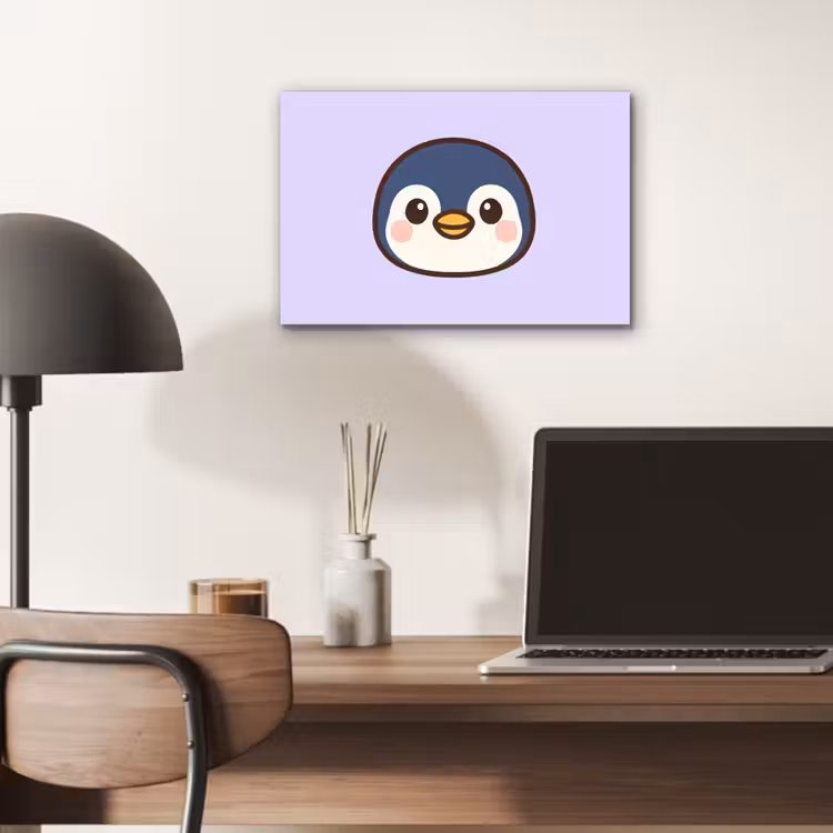 Pinguïn - Paars - Schattig aluminium wit klein -sfeer5