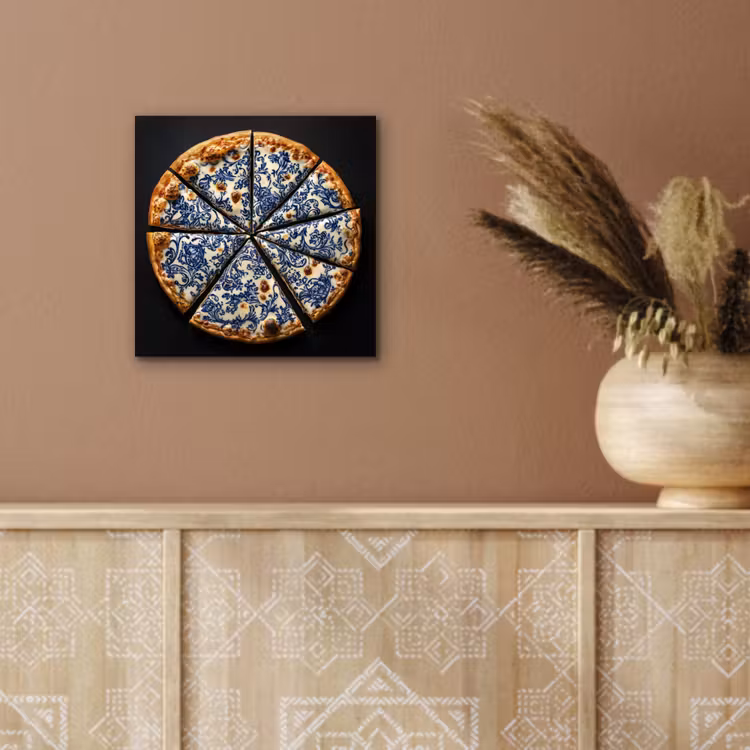 Pizza - Eten - Delftsblauw aluminium wit klein -sfeer4