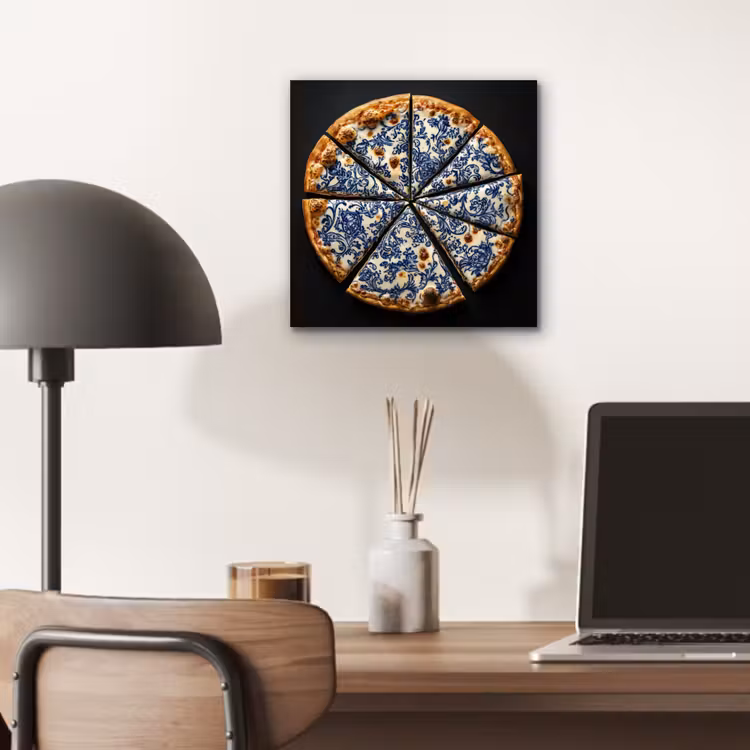 Pizza - Eten - Delftsblauw aluminium wit klein -sfeer5