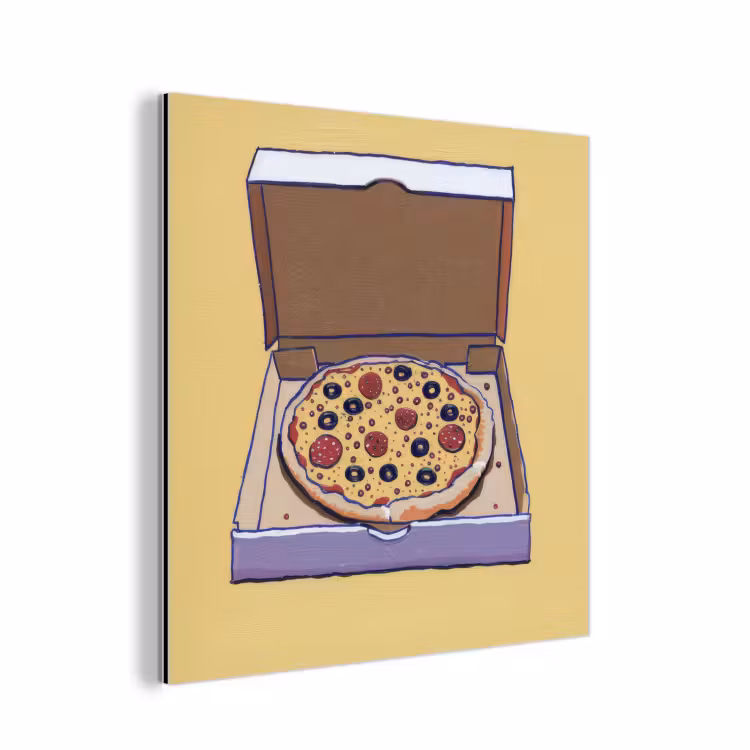 Pizza - Doos - Salami - Illustratie aluminium wit klein -3d