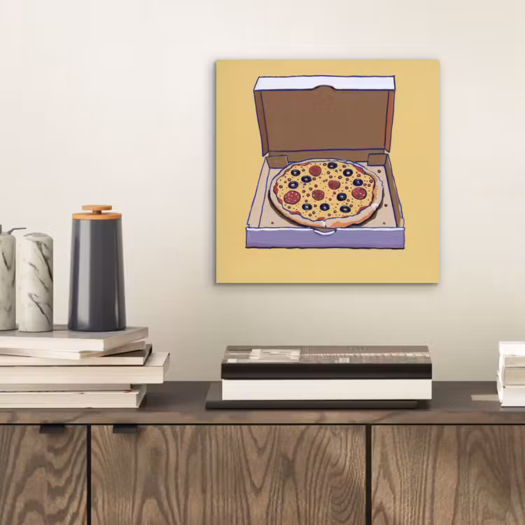 Pizza - Doos - Salami - Illustratie aluminium wit klein -sfeer1