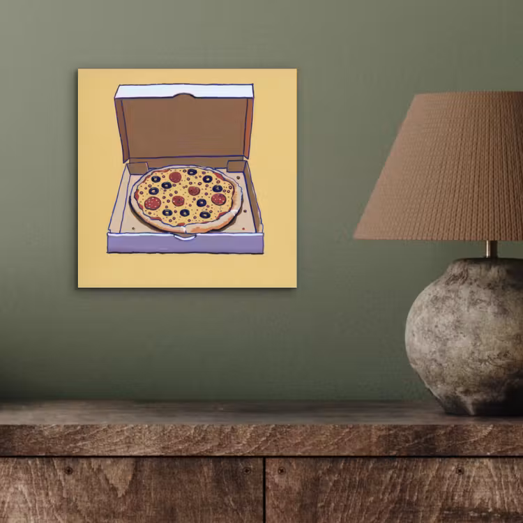 Pizza - Doos - Salami - Illustratie aluminium wit klein -sfeer2