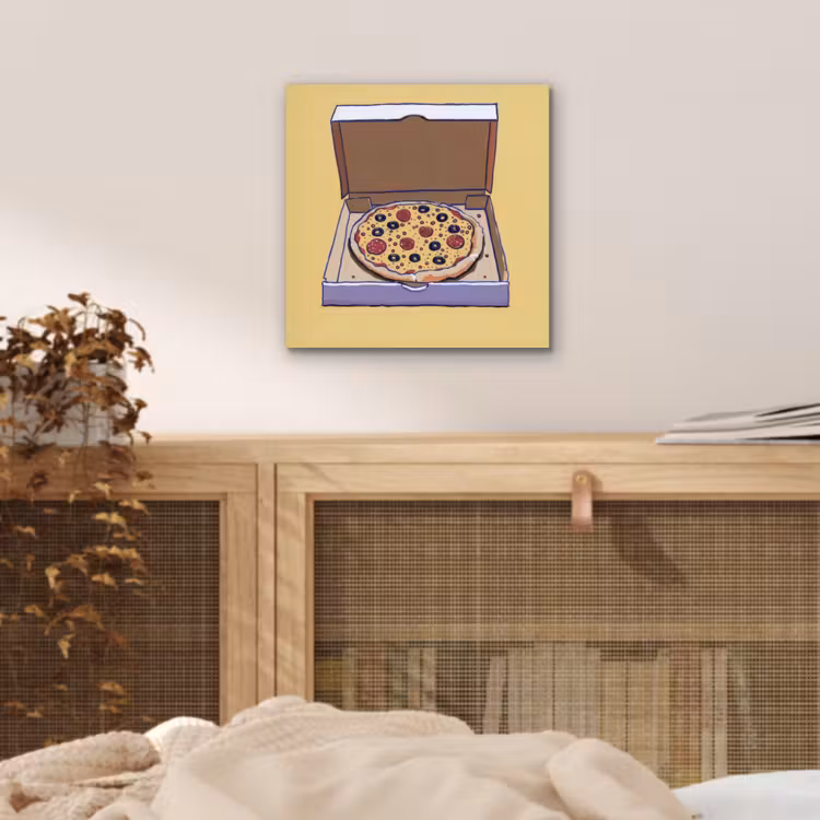 Pizza - Doos - Salami - Illustratie aluminium wit klein -sfeer3