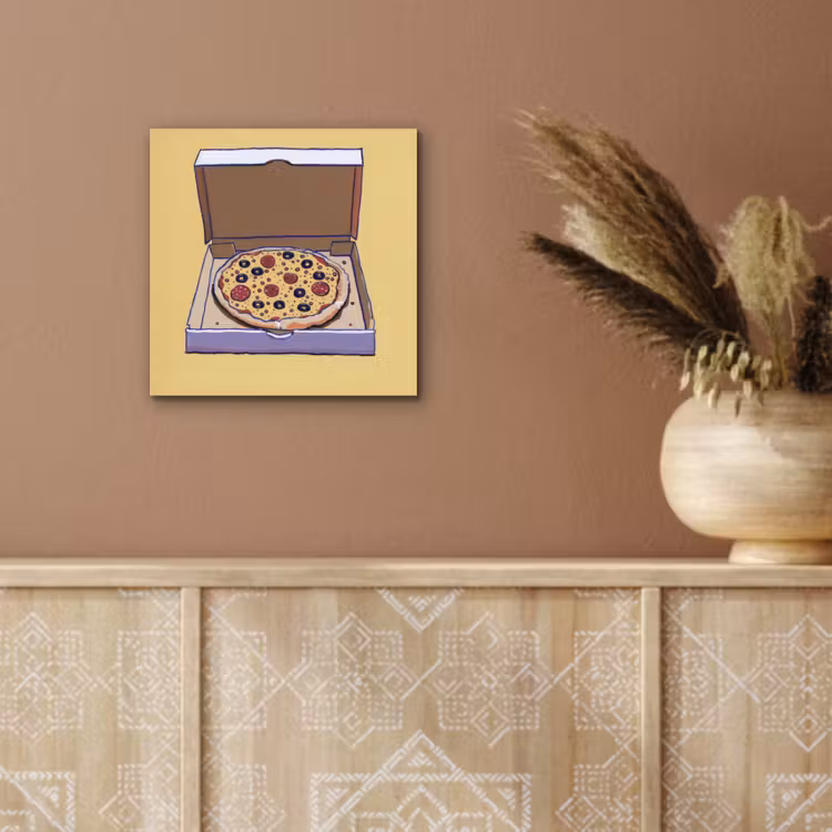 Pizza - Doos - Salami - Illustratie aluminium wit klein -sfeer4