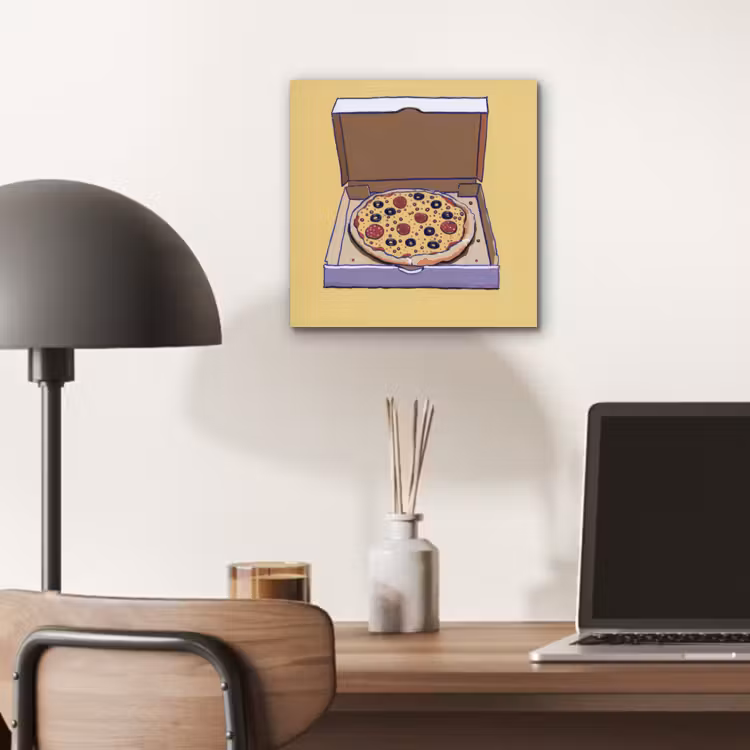 Pizza - Doos - Salami - Illustratie aluminium wit klein -sfeer5