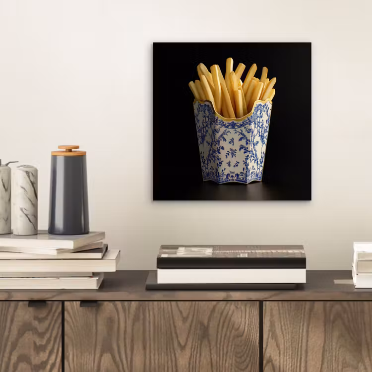 Friet - Porselein - Delfts blauw - Eten aluminium wit klein -sfeer1