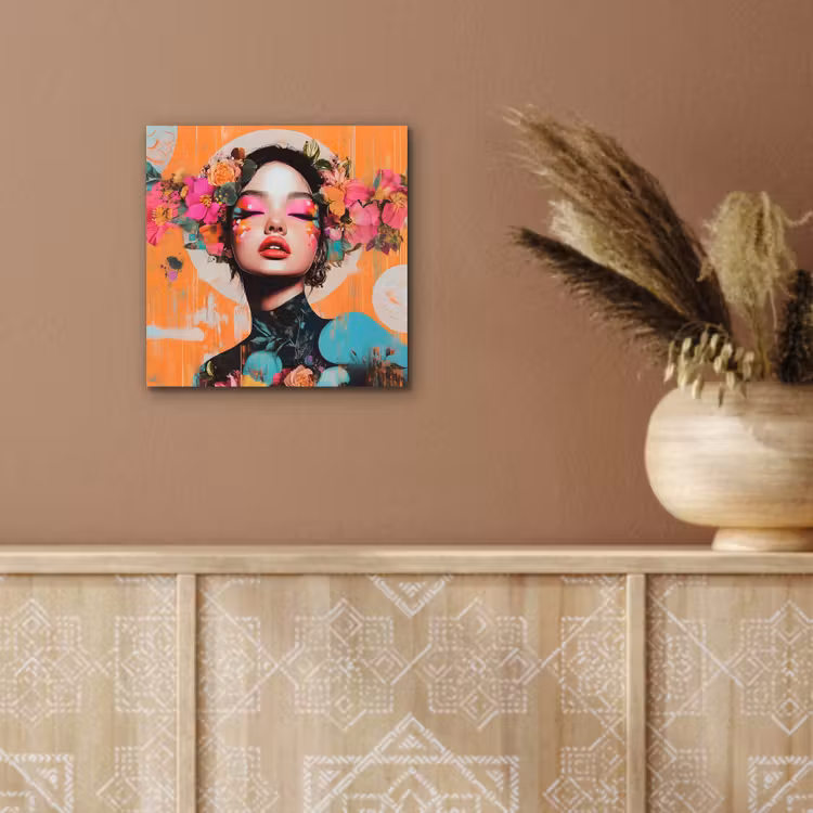 Portret - Vrouw - Abstract - Bloemen aluminium wit klein -sfeer4