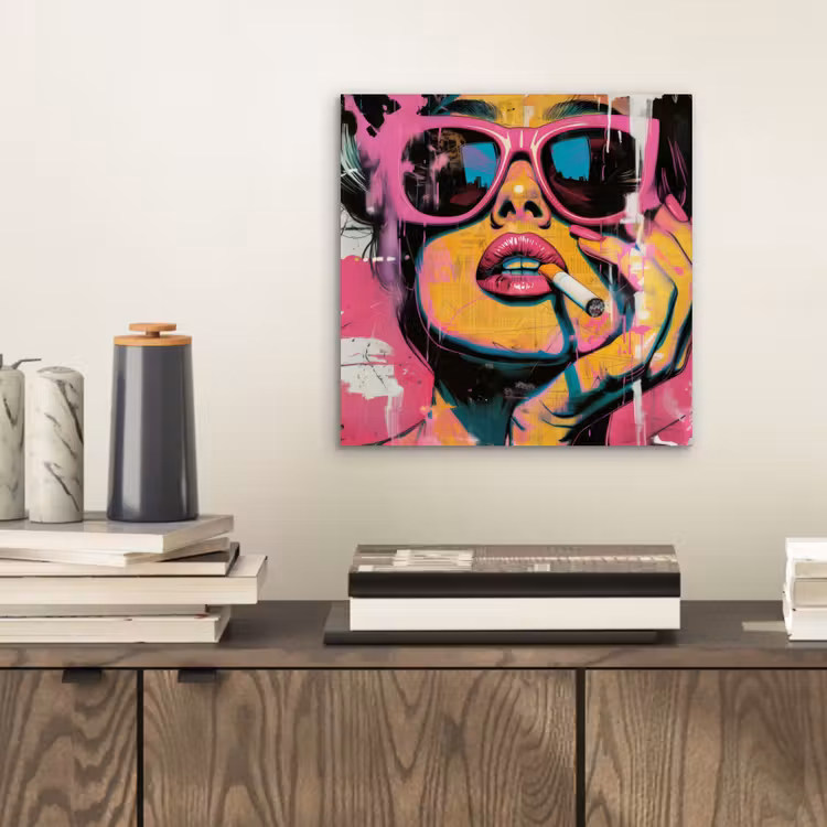 Portret - Vrouw - Abstract - Zonnebril aluminium wit klein -sfeer1