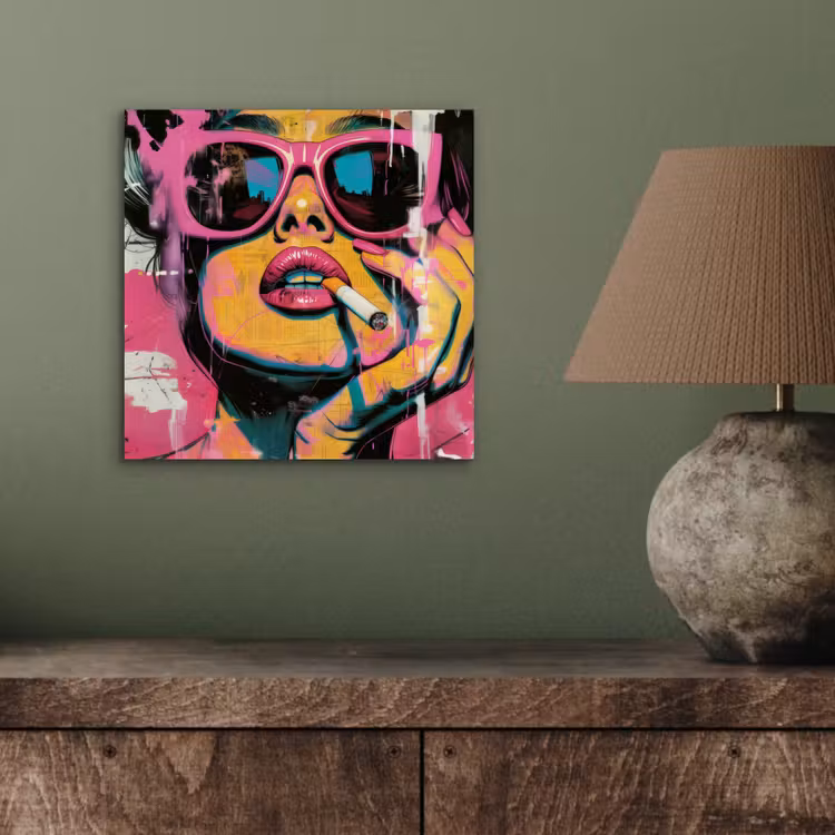 Portret - Vrouw - Abstract - Zonnebril aluminium wit klein -sfeer2