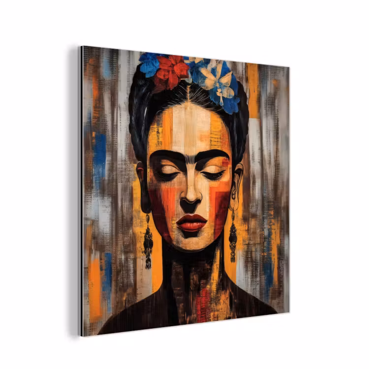 Portret - Vrouw - Bloemen aluminium wit klein -3d