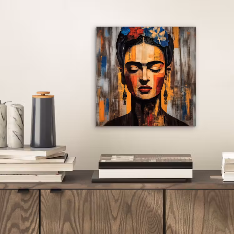 Portret - Vrouw - Bloemen aluminium wit klein -sfeer1