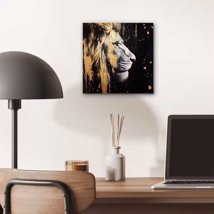 Portret - Leeuw - Abstract - Goud aluminium wit klein -sfeer5
