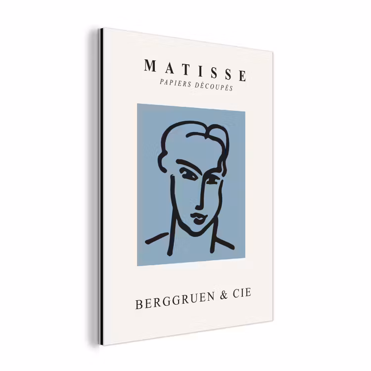 Portret - Man - Blauw - Kunst - Henri Matisse aluminium wit klein -3d