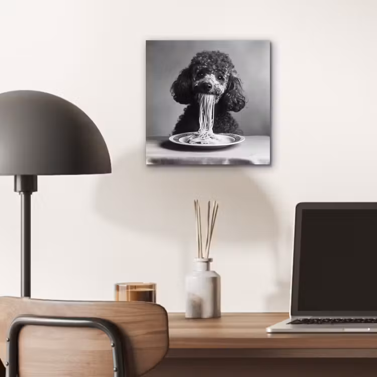 Poedel - Hond - Zwart - Wit - Schattig - Pasta aluminium wit klein -sfeer5