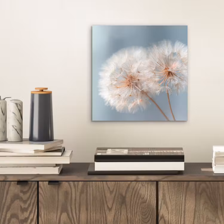 Paardenbloemen - Pluisjes - Wit aluminium wit klein -sfeer1