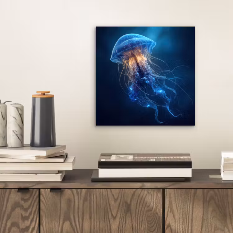 Kwal - Lichtgevend - Tentakels - Blauw aluminium wit klein -sfeer1