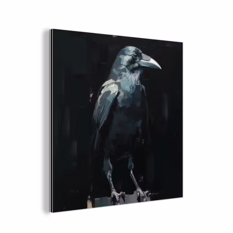 Raaf - Vogels - Zwart aluminium wit klein -3d