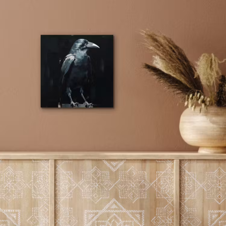Raaf - Vogels - Zwart aluminium wit klein -sfeer4