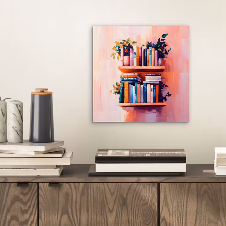 Planken - Boeken - Bladeren aluminium wit klein -sfeer1