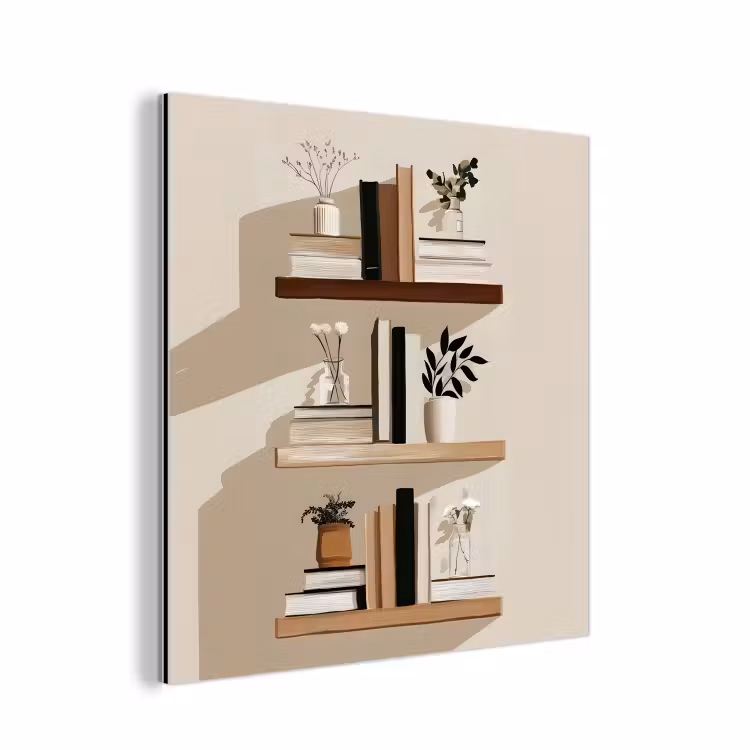 Plankjes - Boeken - Vaasjes - Planten aluminium wit klein -3d