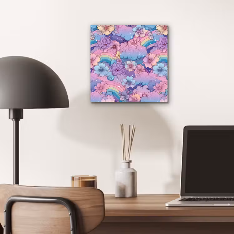 Regenbogen - Bloemen - Kleurrijk - Wolken aluminium wit klein -sfeer5