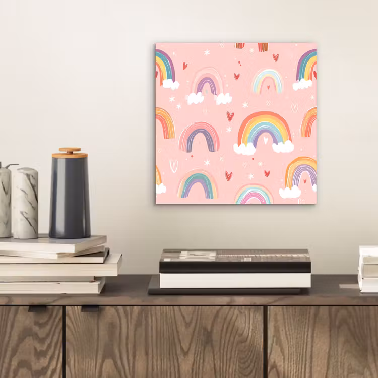 Regenboog - Patroon - Pastel - Handgetekend aluminium wit klein -sfeer1