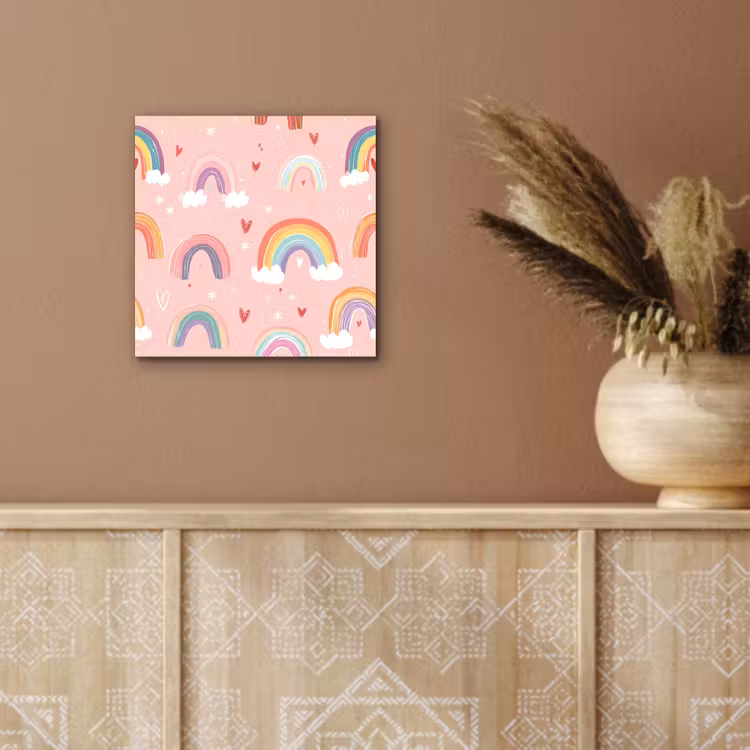 Regenboog - Patroon - Pastel - Handgetekend aluminium wit klein -sfeer4