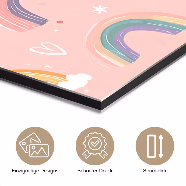 Regenboog - Patroon - Pastel - Handgetekend aluminium wit klein -closeup_DE