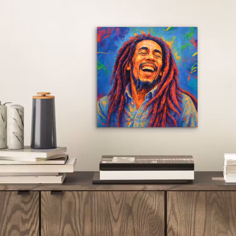 Regenboogkleuren - Man - schilderij aluminium wit klein -sfeer1