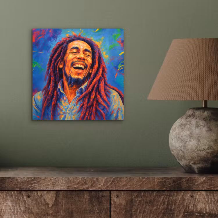 Regenboogkleuren - Man - schilderij aluminium wit klein -sfeer2