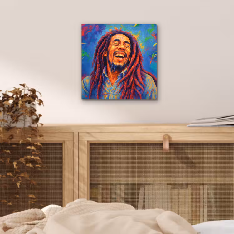 Regenboogkleuren - Man - schilderij aluminium wit klein -sfeer3