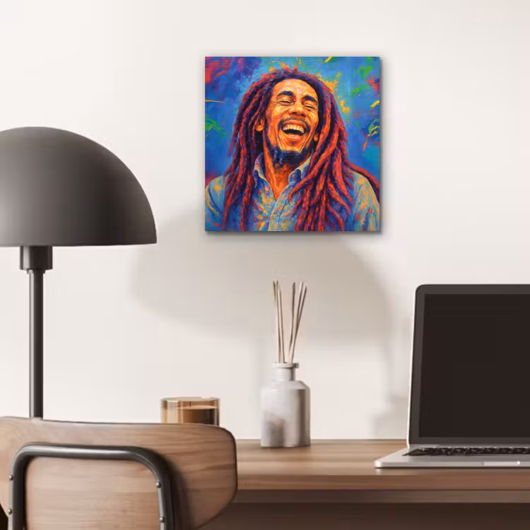 Regenboogkleuren - Man - schilderij aluminium wit klein -sfeer5