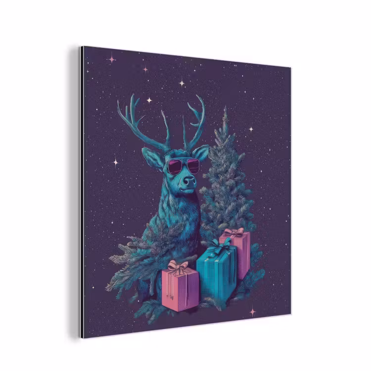 Rendier - Zonnebril - Neon - Kerstboom aluminium wit klein -3d