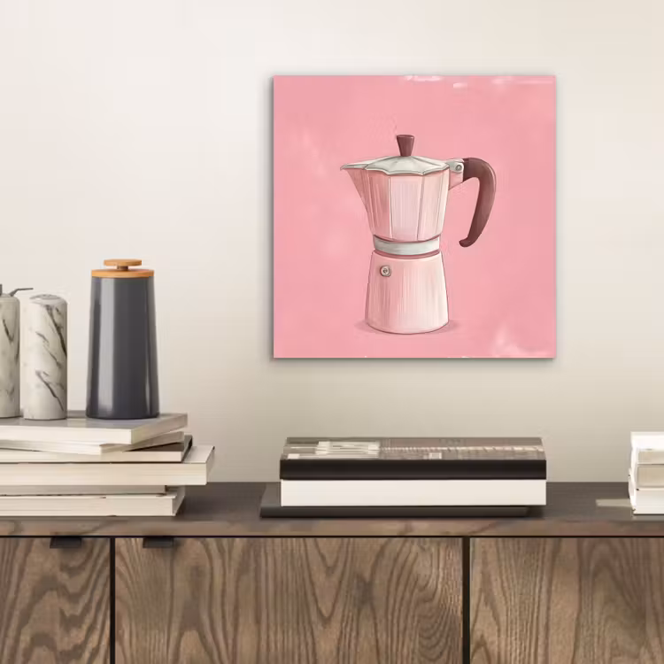 Roze - Mokkapot - Illustratie - Koffie aluminium wit klein -sfeer1