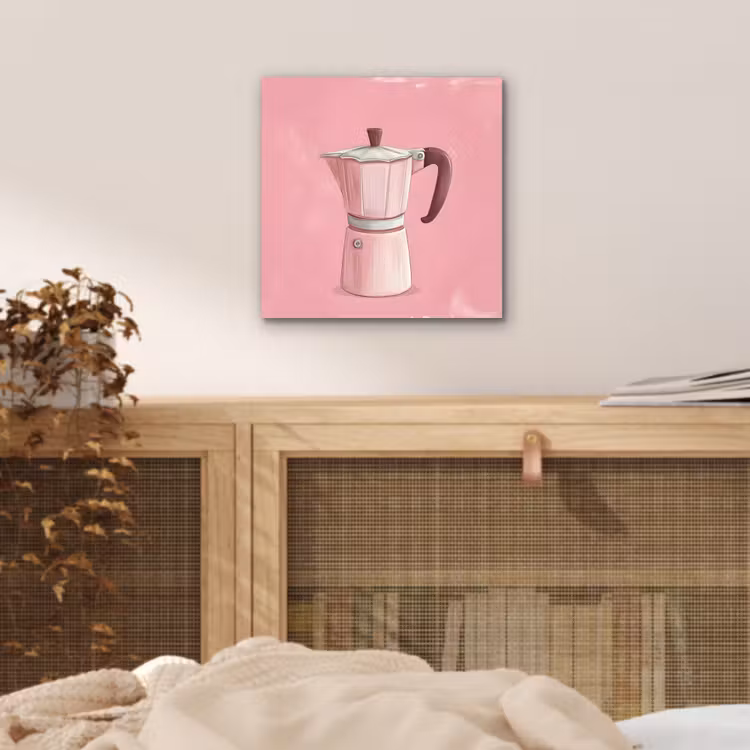 Roze - Mokkapot - Illustratie - Koffie aluminium wit klein -sfeer3