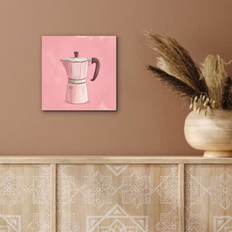 Roze - Mokkapot - Illustratie - Koffie aluminium wit klein -sfeer4