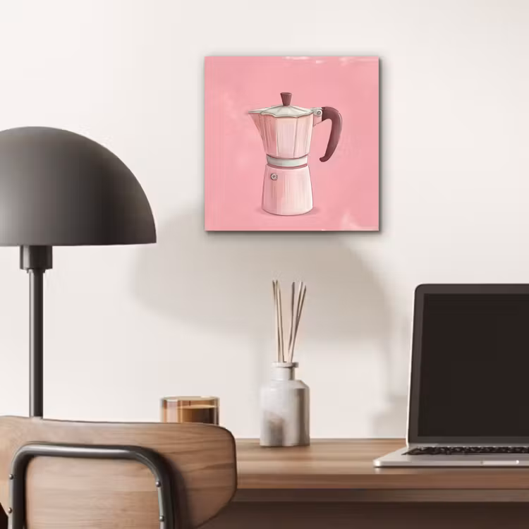 Roze - Mokkapot - Illustratie - Koffie aluminium wit klein -sfeer5