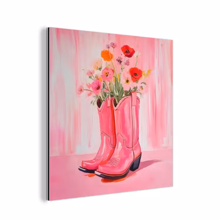 Roze - Bloemen - Cowboy aluminium wit klein -3d