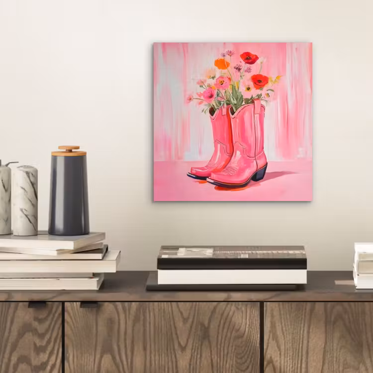 Roze - Bloemen - Cowboy aluminium wit klein -sfeer1