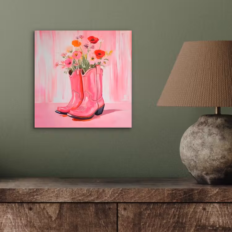 Roze - Bloemen - Cowboy aluminium wit klein -sfeer2