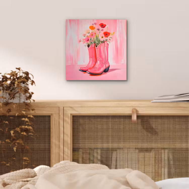 Roze - Bloemen - Cowboy aluminium wit klein -sfeer3