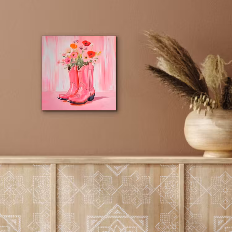 Roze - Bloemen - Cowboy aluminium wit klein -sfeer4