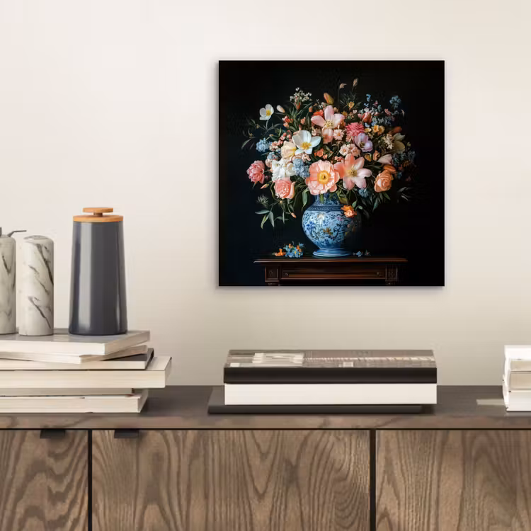 Roze - Bloemen - Vaas - Kleuren aluminium wit klein -sfeer1