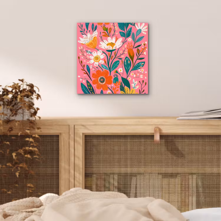 Roze - Bloemen - Wit - Oranje aluminium wit klein -sfeer3