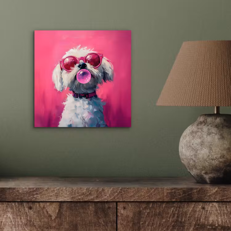 Pink - Hond - Bubbel aluminium wit klein -sfeer2